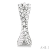 1/6 Ctw Petite Criss-Cross Rope and Round Cut Diamond Fashion Huggies in 10K White Gold